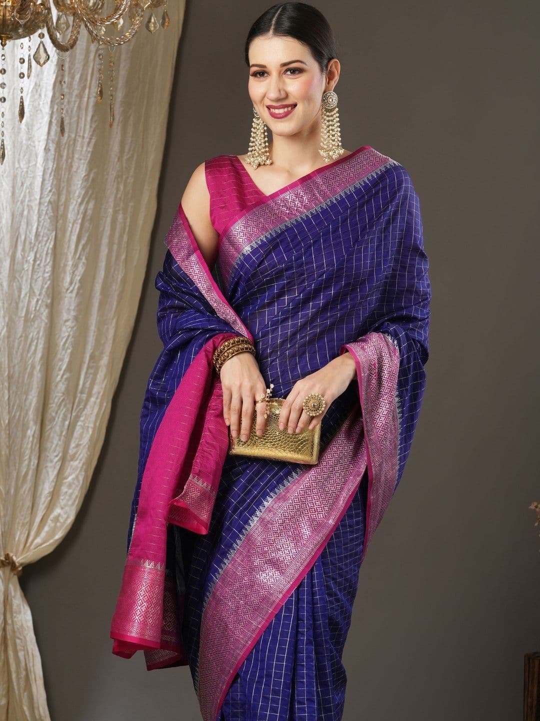 maatirang Woven Design Zari Silk Blend Handloom Saree thumbnail 4