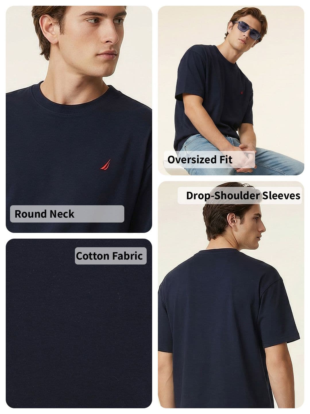 Nautica Oversized Drop-Shoulder Sleeves T-shirt thumbnail 4