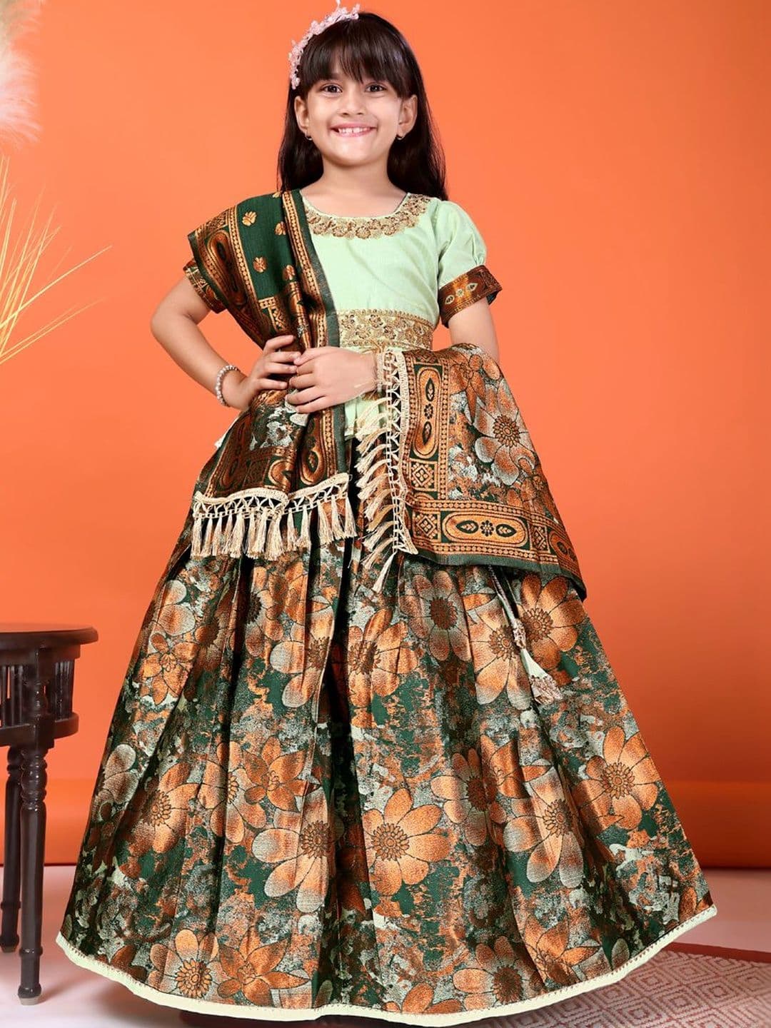 KALINI Girls Embellished Sequinned Ready to Wear Lehenga & Blouse With Dupatta thumbnail 3