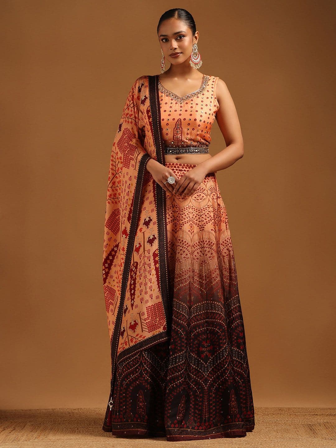 Soch Embellished Sequinned Semi-Stitched Lehenga & Blouse With Dupatta - view 1