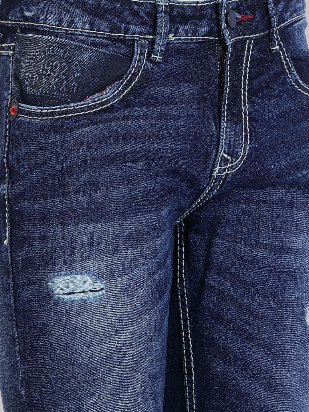 SPYKAR Men Slim Fit Mildly Distressed Stretchable Jeans thumbnail 4