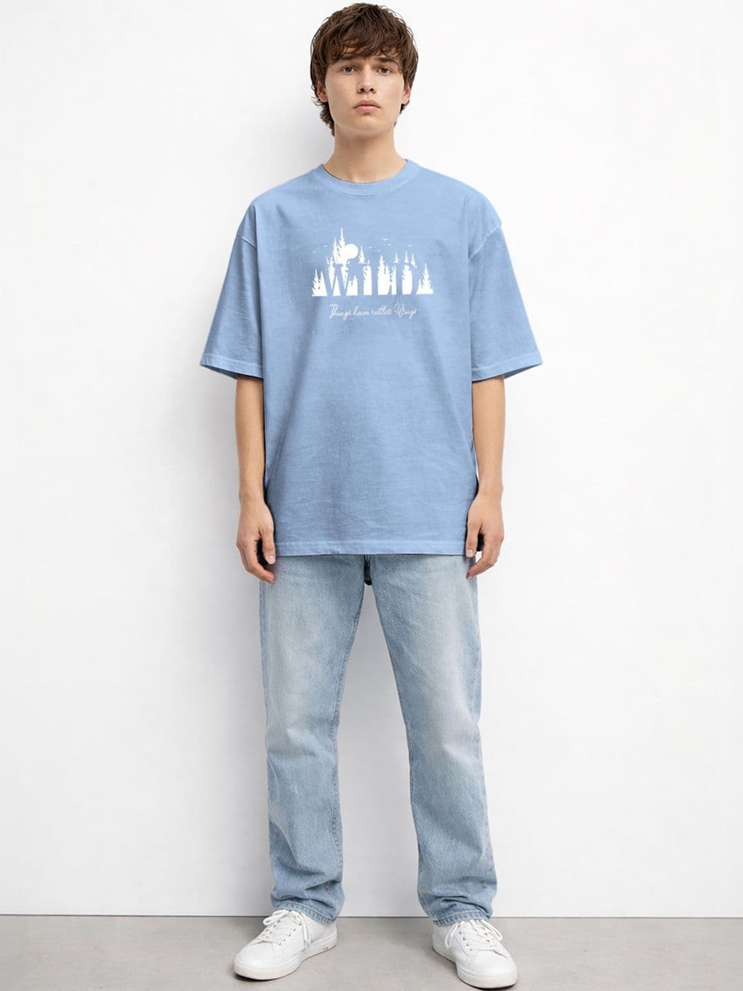 The Roadster Lifestyle Co Printed Organic Cotton Round Neck Oversized Tshirts thumbnail 3