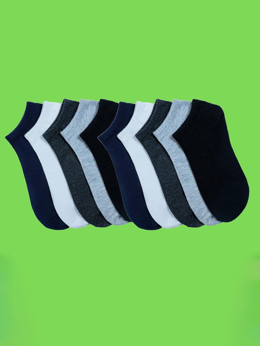 MJE Men Pack of 10 Cotton Blend Assorted Ankle Length Socks - view 1