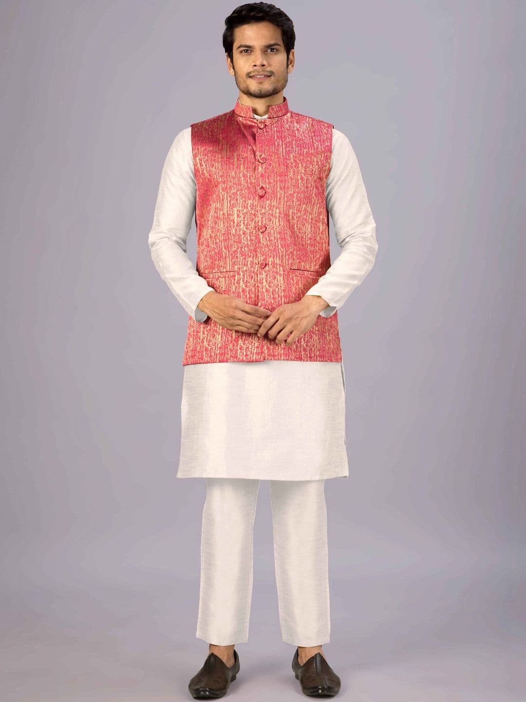 MODERN MUGHALS Mandarin Collar Sleeveless Nehru Jackets thumbnail 4