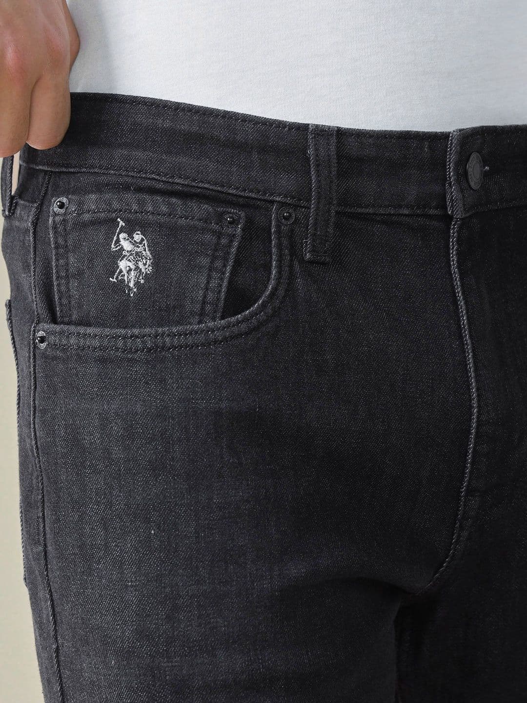 U.S. Polo Assn. Denim Co. Men Regular Fit Mid-Rise Light Fade Stretchable Jeans thumbnail 5