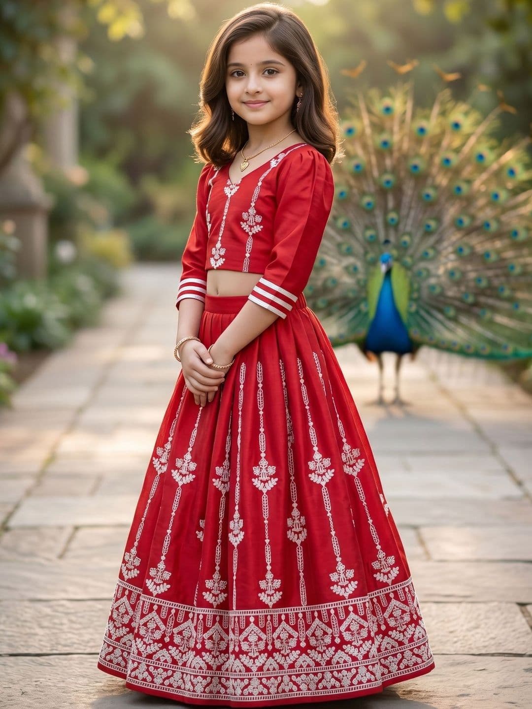 KALINI Girls Embroidered Thread Work Ready to Wear Lehenga & thumbnail 6