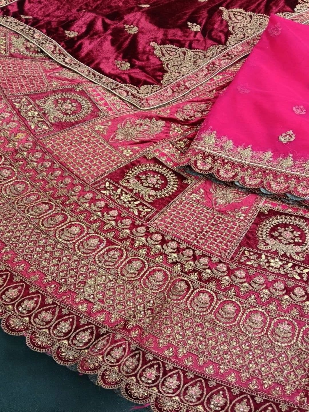 JIYANA WOMENS CHOICE Embroidered Semi-Stitched Velvet Lehenga & Blouse & Dupatta thumbnail 3