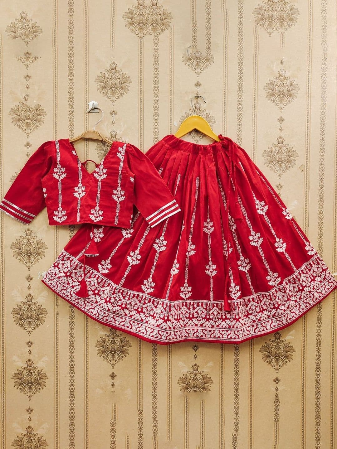 KALINI Girls Embroidered Thread Work Ready to Wear Lehenga & thumbnail 3