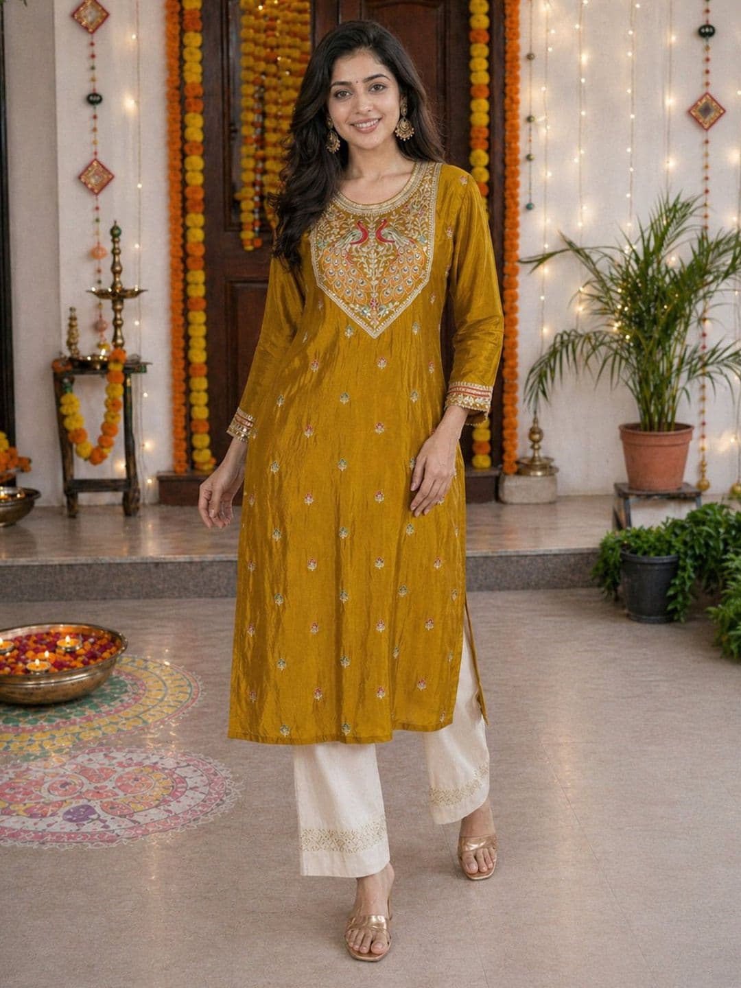 rarethread Women Ethnic Motifs Embroidered Thread Work Kurta thumbnail 2