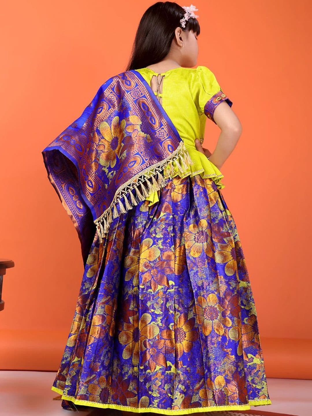 KALINI Girls Embellished Sequinned Ready to Wear Lehenga & Blouse With Dupatta thumbnail 3