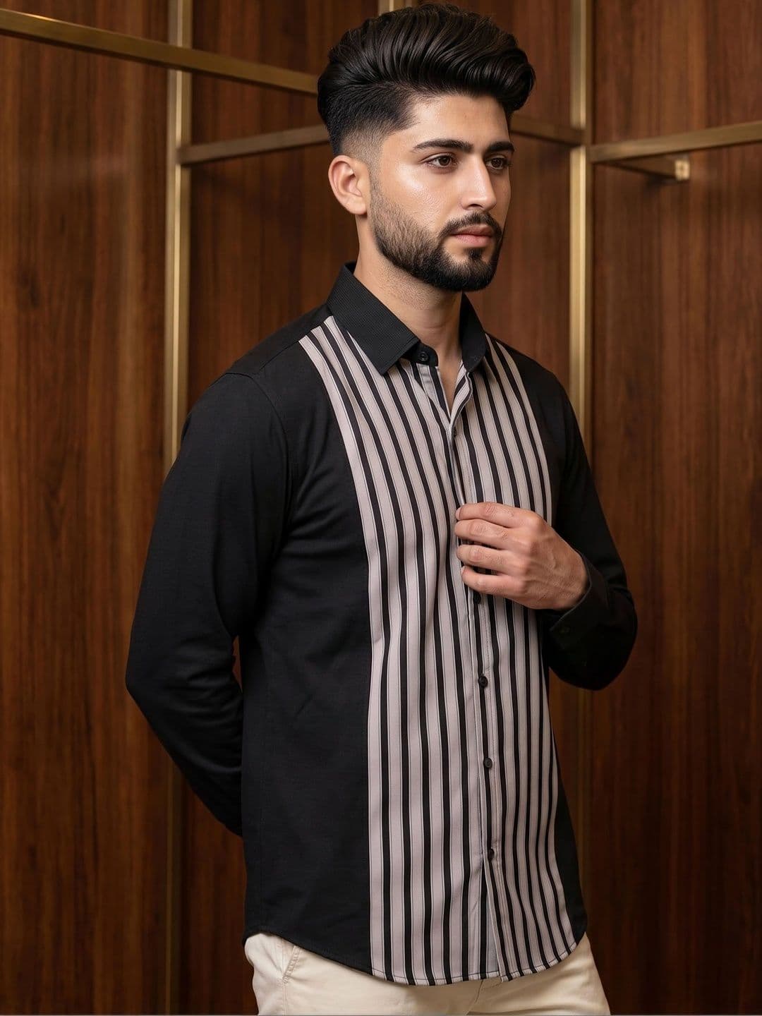 N AND J Men Striped Casual Shirt thumbnail 4