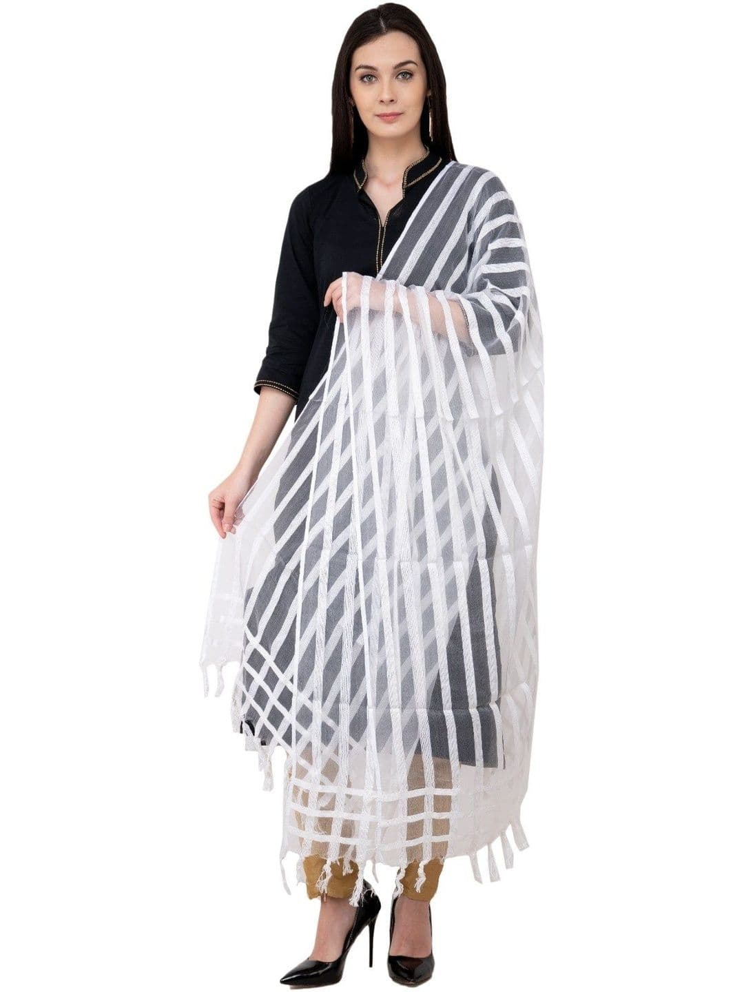 A R SILK Striped Dupatta thumbnail 2