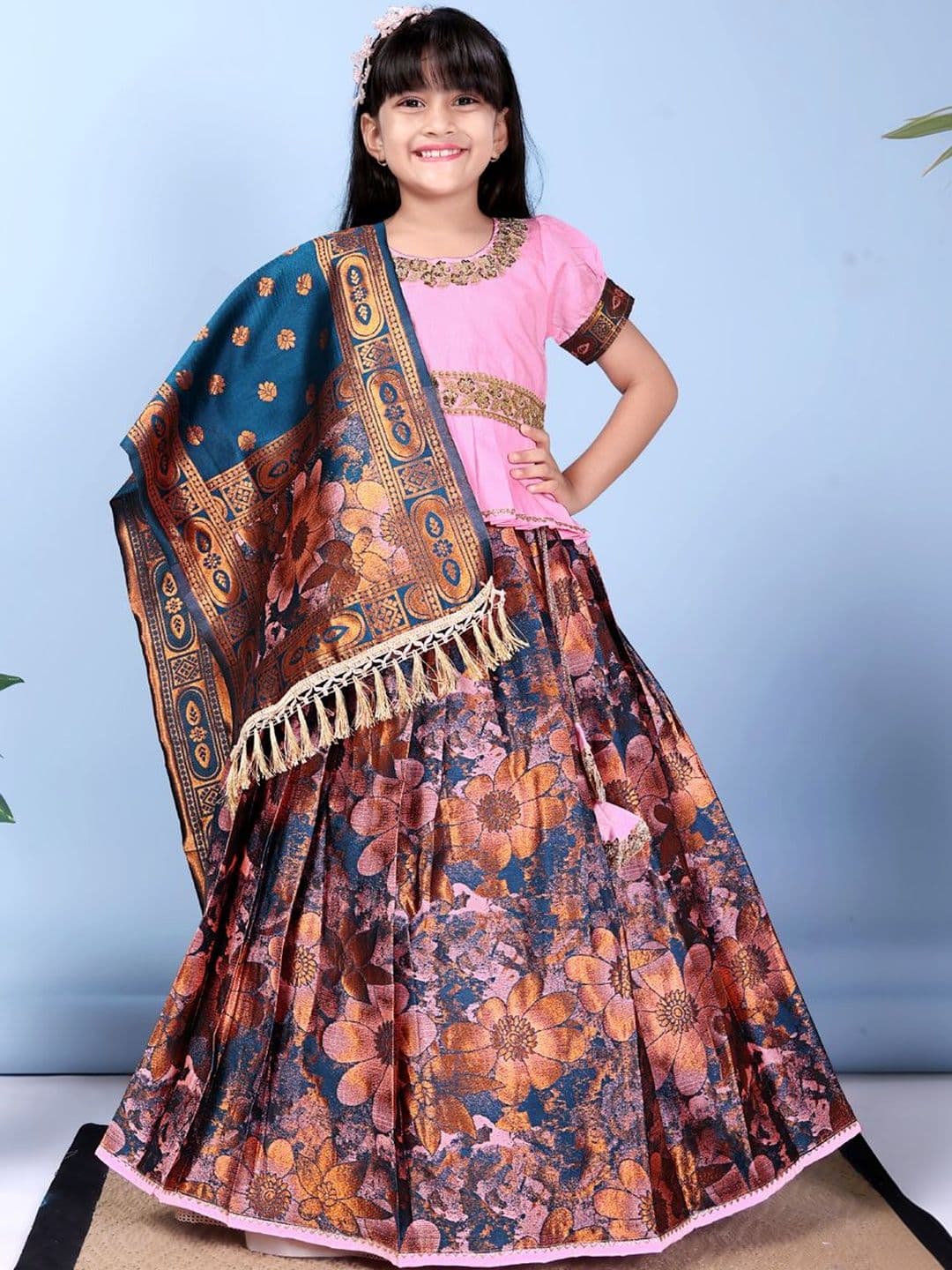 KALINI Girls Embellished Sequinned Ready to Wear Lehenga & Blouse With Dupatta thumbnail 2