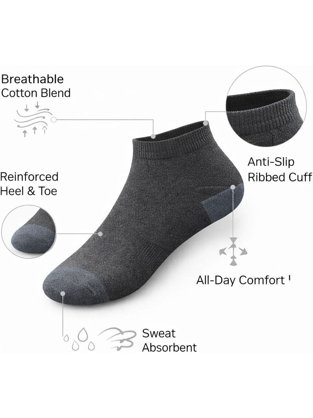 Blacktank Men Pack of 5 Cotton Patterned Ankle Length Socks thumbnail 3
