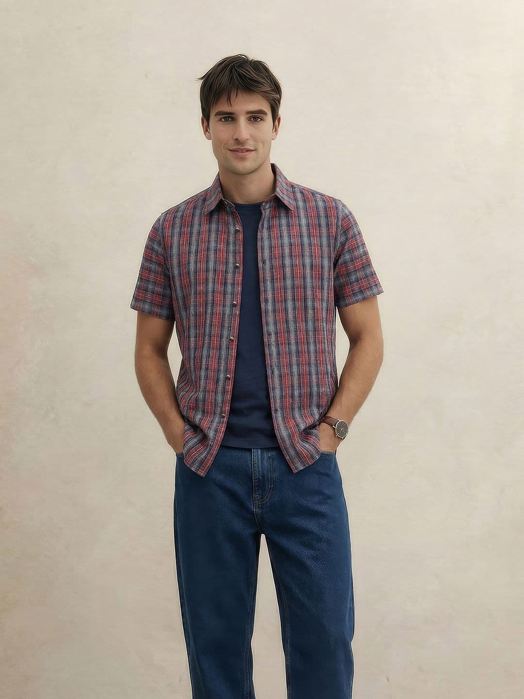 THE SHIRT CODE Tartan Checked Pure Cotton Casual Shirt thumbnail 6