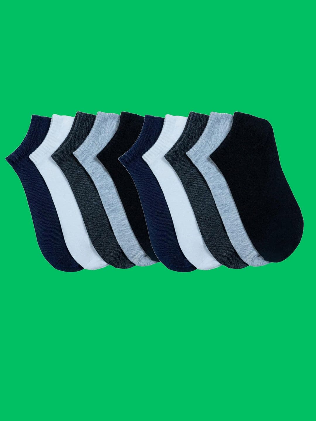 MJE Men Pack of 10 Cotton Blend Assorted Ankle Length Socks - view 1