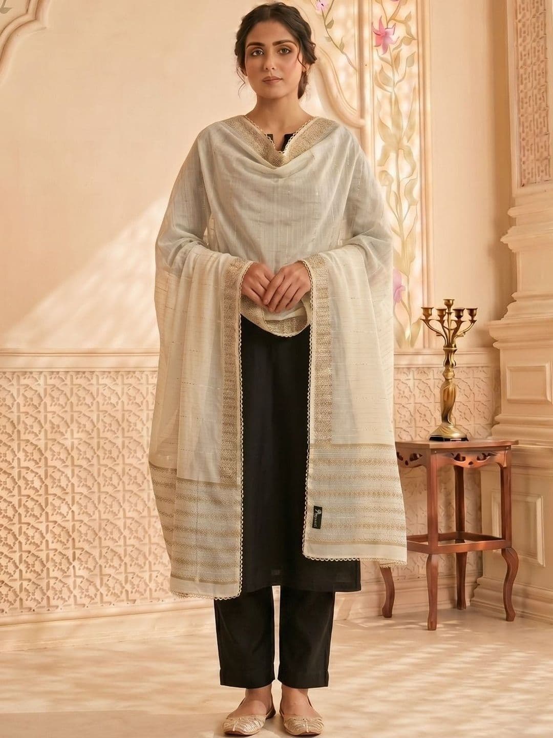 Zamour Woven Design Dupatta with Zari thumbnail 5