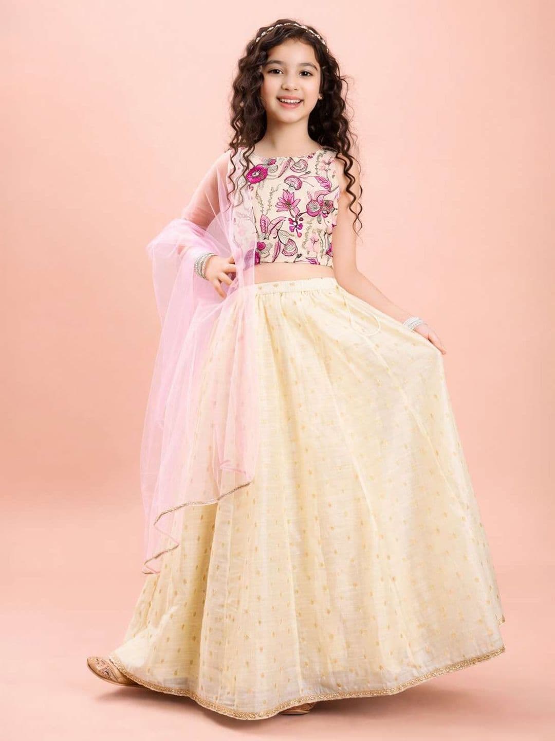 RJ ONLINE Girls Embroidered Thread Work Semi-Stitched Lehenga & Blouse With Dupatta - view 1