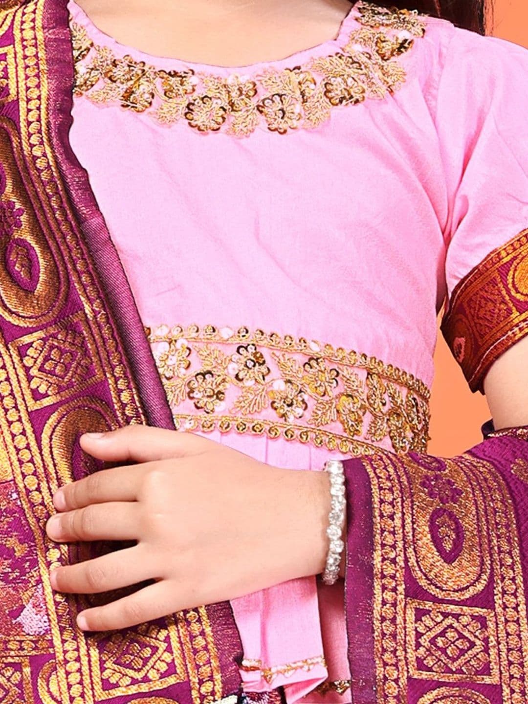 KALINI Girls Embellished Ready to Wear Lehenga & Blouse With Dupatta thumbnail 4