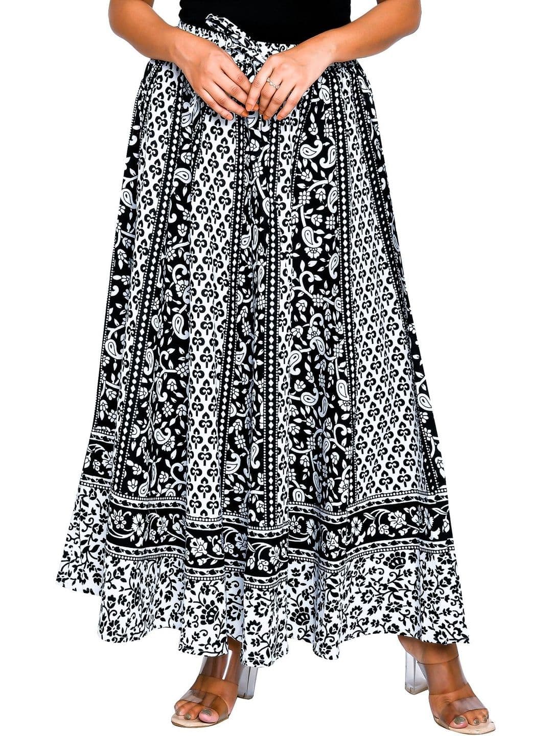 SAMJHI Women Pure Cotton Cotton Cambric Floral Maxi Flared Skirt thumbnail 3