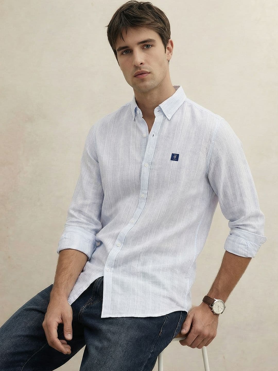 THE SHIRT CODE Slim Fit Vertical Striped Casual Shirt thumbnail 6