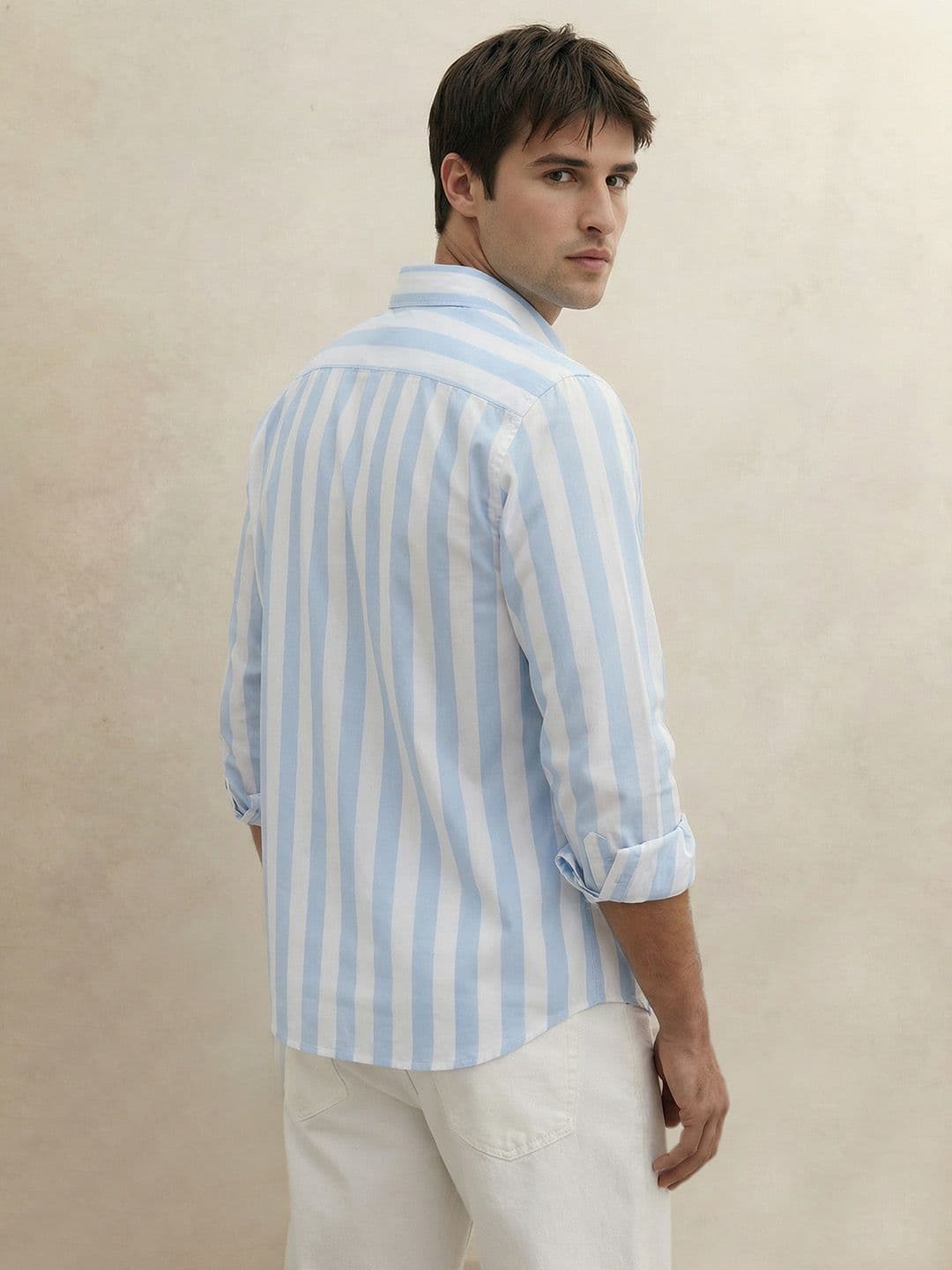 THE SHIRT CODE Premium Vertical Striped Pure Cotton Casual Shirt thumbnail 5