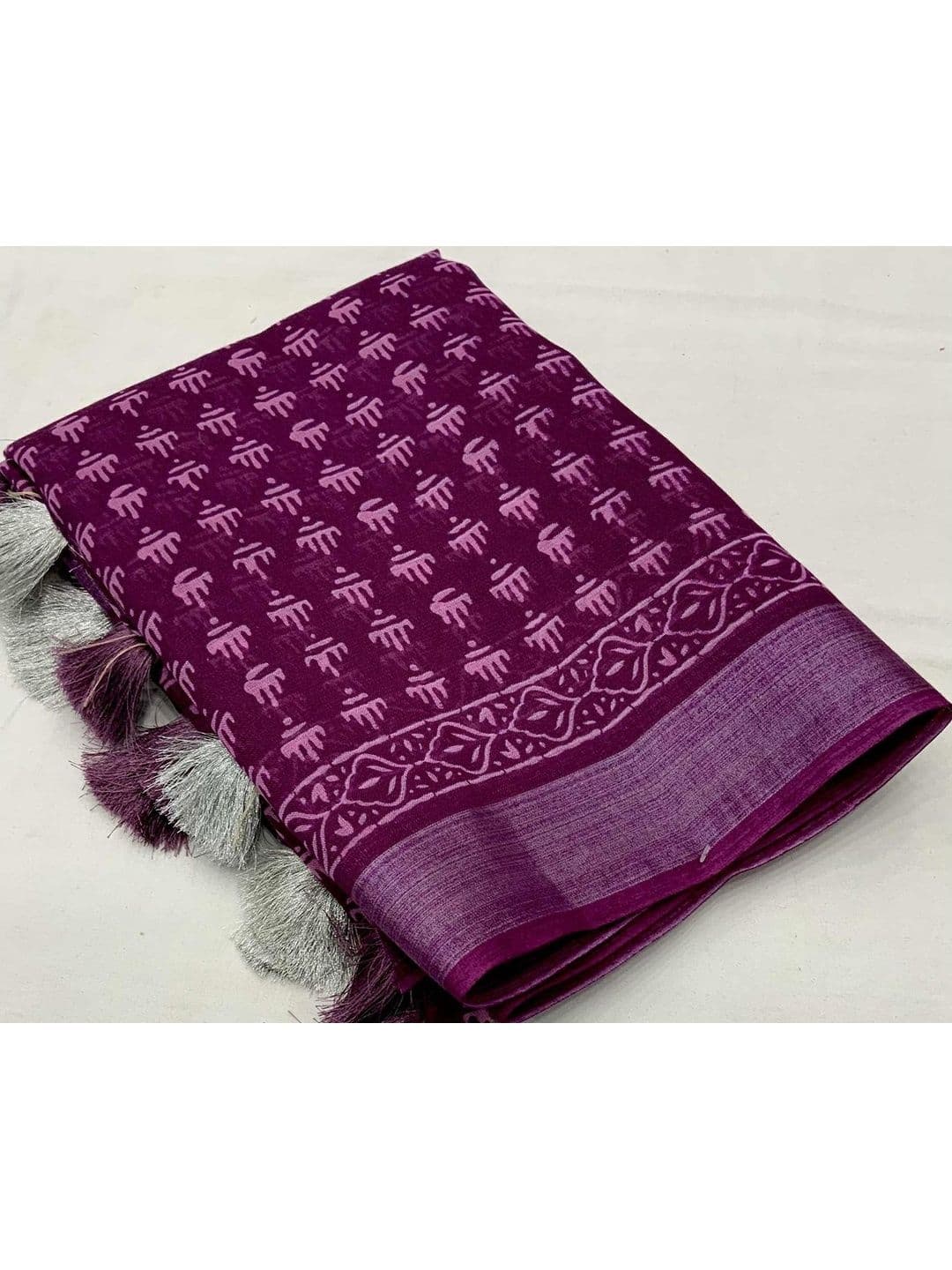 STAVA CREATION Ethnic Motifs Pure Linen Saree thumbnail 4