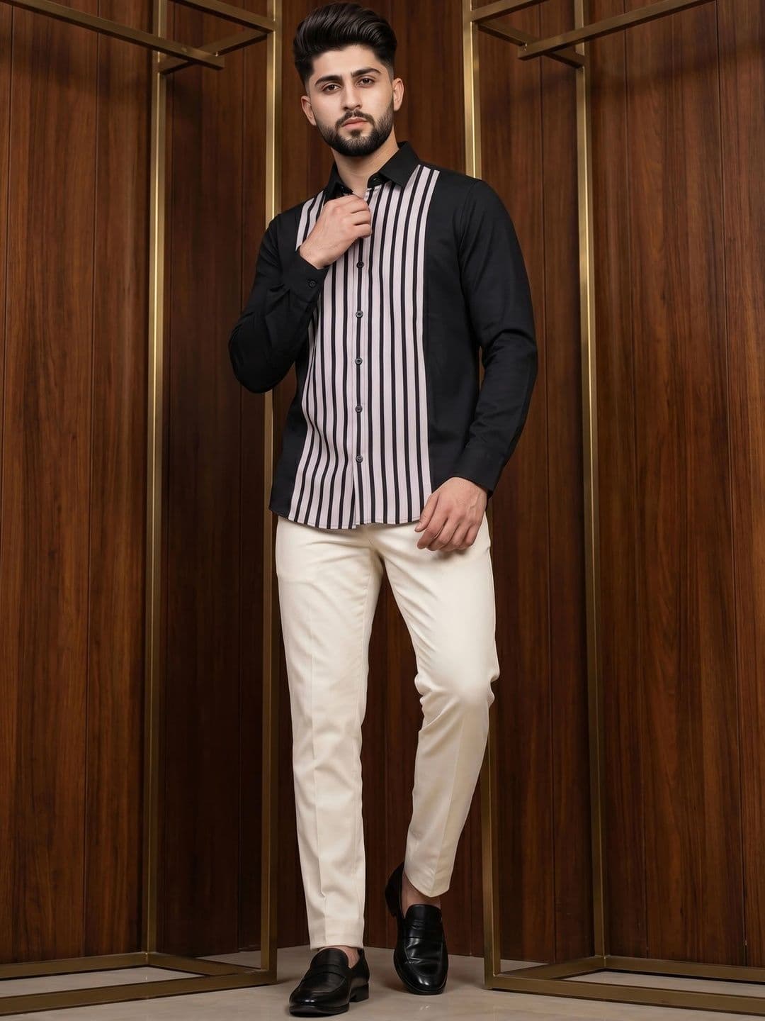 N AND J Men Striped Casual Shirt thumbnail 5