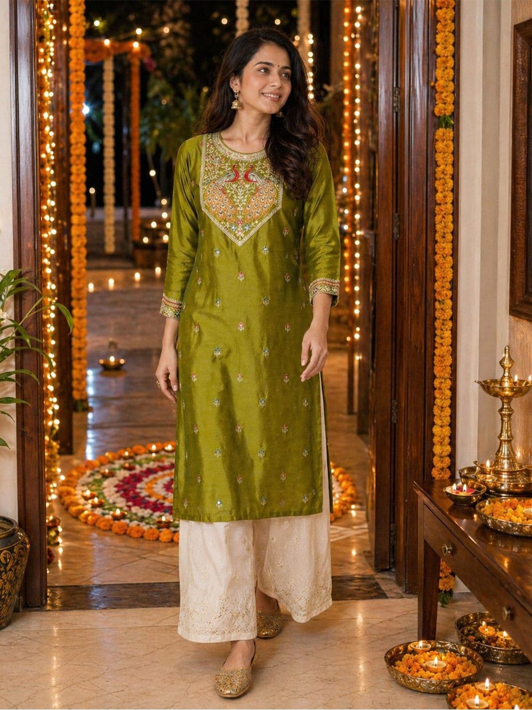 rarethread Women Ethnic Motifs Embroidered Thread Work Kurta thumbnail 4