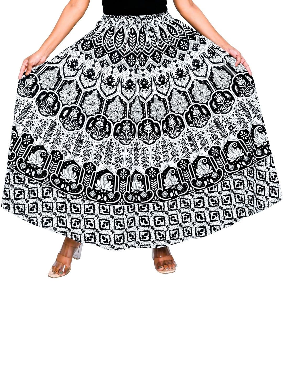 SAMJHI Women Pure Cotton Floral Maxi Flared Skirt thumbnail 3