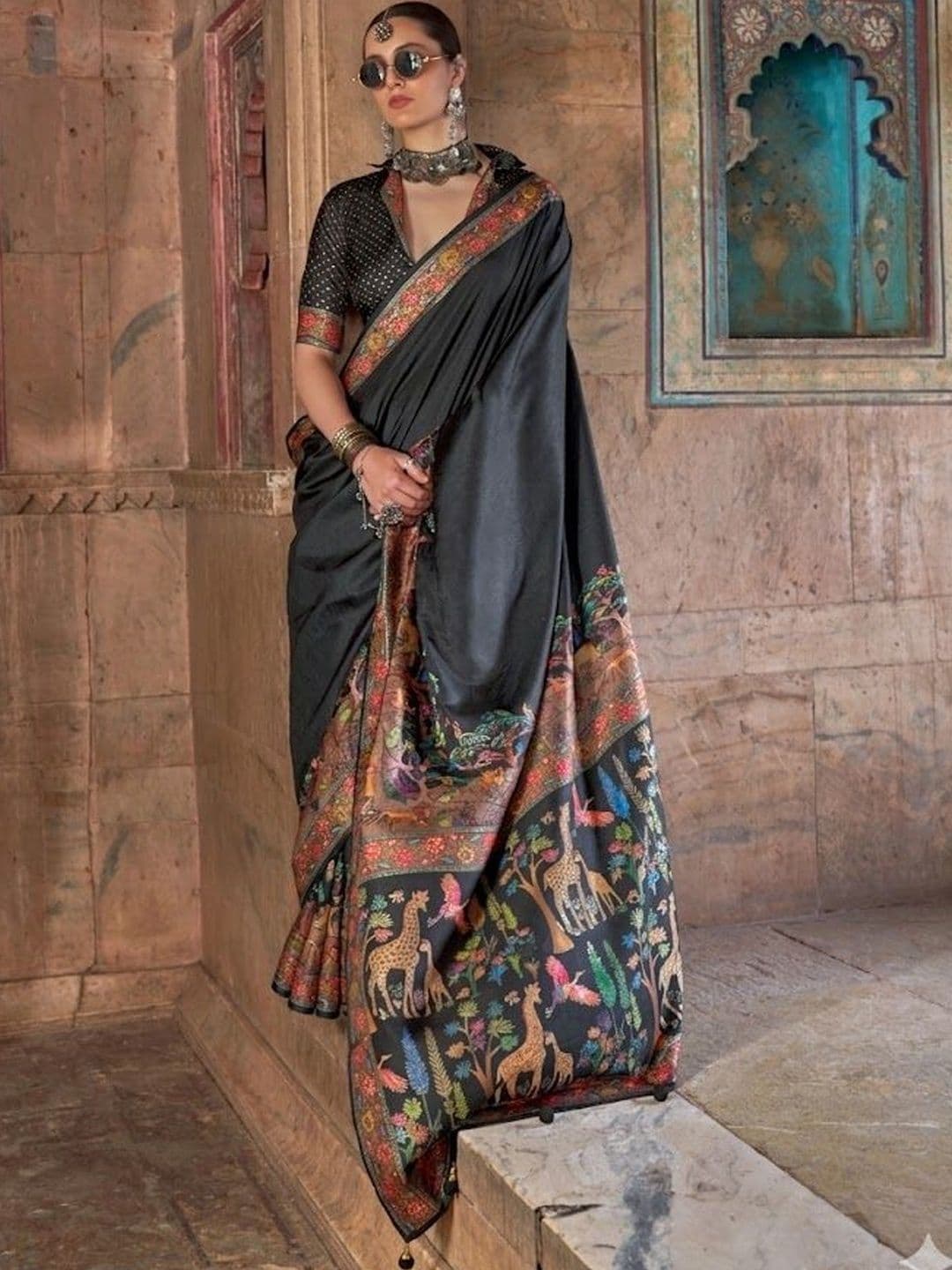 KALINI Ethnic Motifs Handloom Block Print Saree - view 1