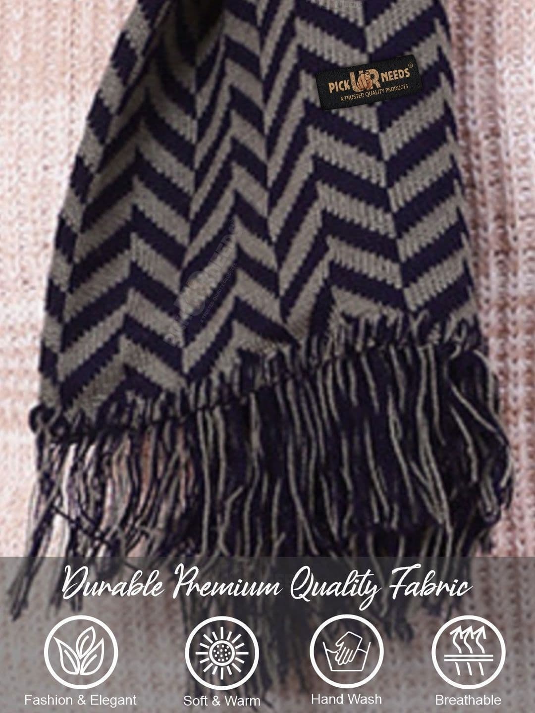 Pick Ur Needs Men Patterned Merino Wool Mufflers thumbnail 2
