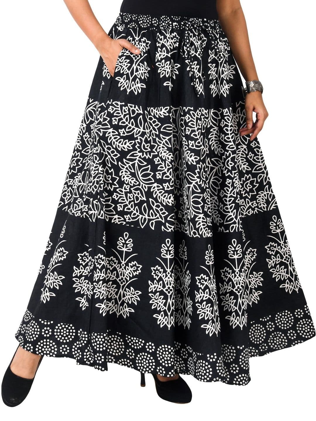 SAMJHI Women Pure Cotton Floral Maxi A-Line Skirt - view 1