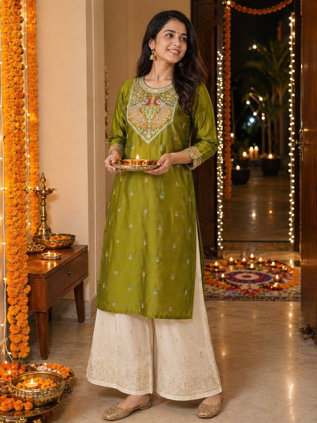 rarethread Women Ethnic Motifs Embroidered Thread Work Kurta thumbnail 6