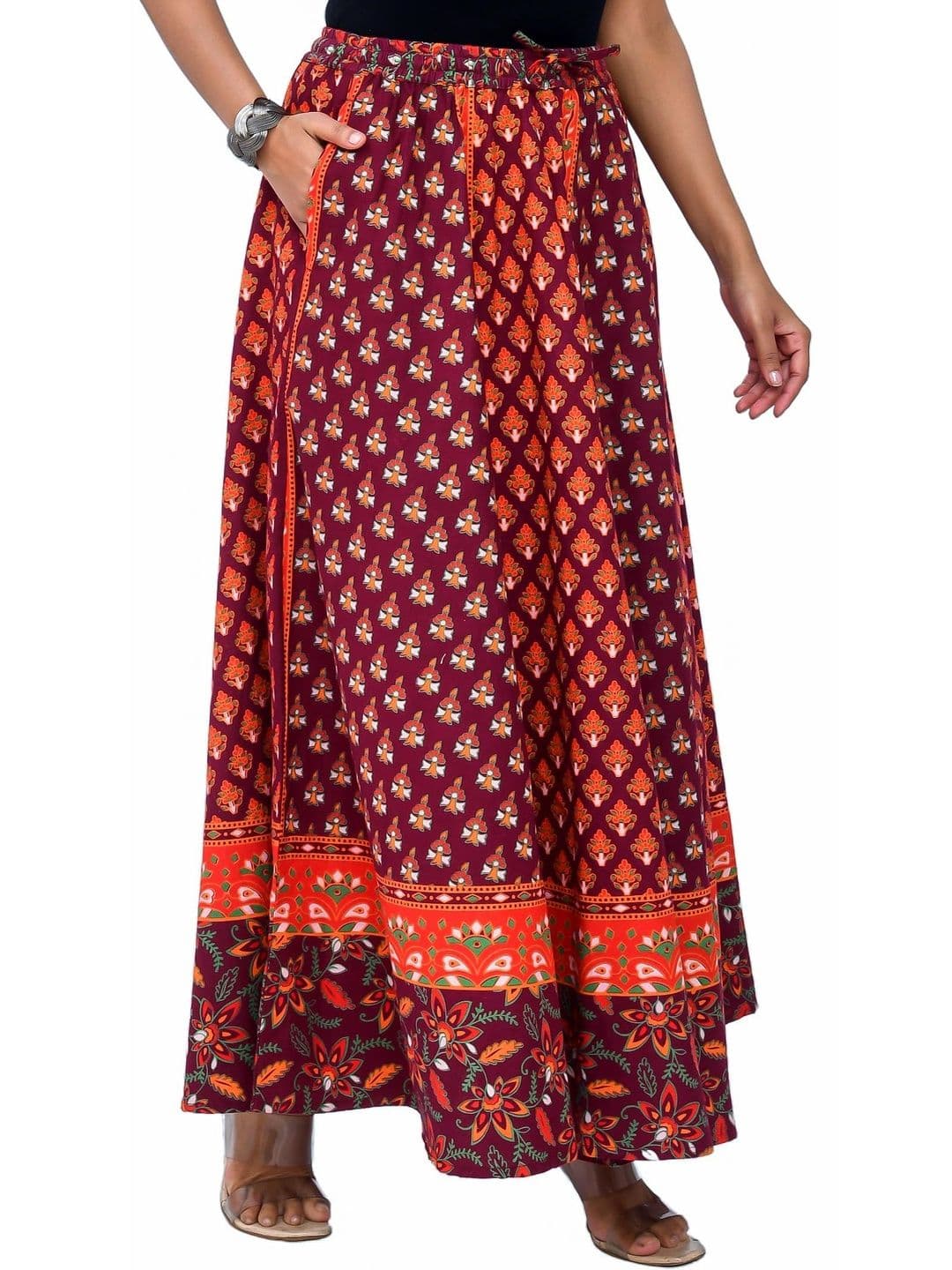 SAMJHI Women Pure Cotton Cotton Cambric Paisley Maxi Flared Skirt - view 1