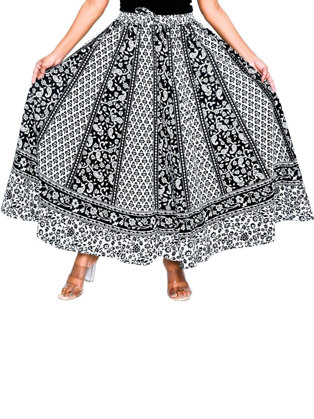 SAMJHI Women Pure Cotton Cotton Cambric Floral Maxi Flared Skirt thumbnail 4