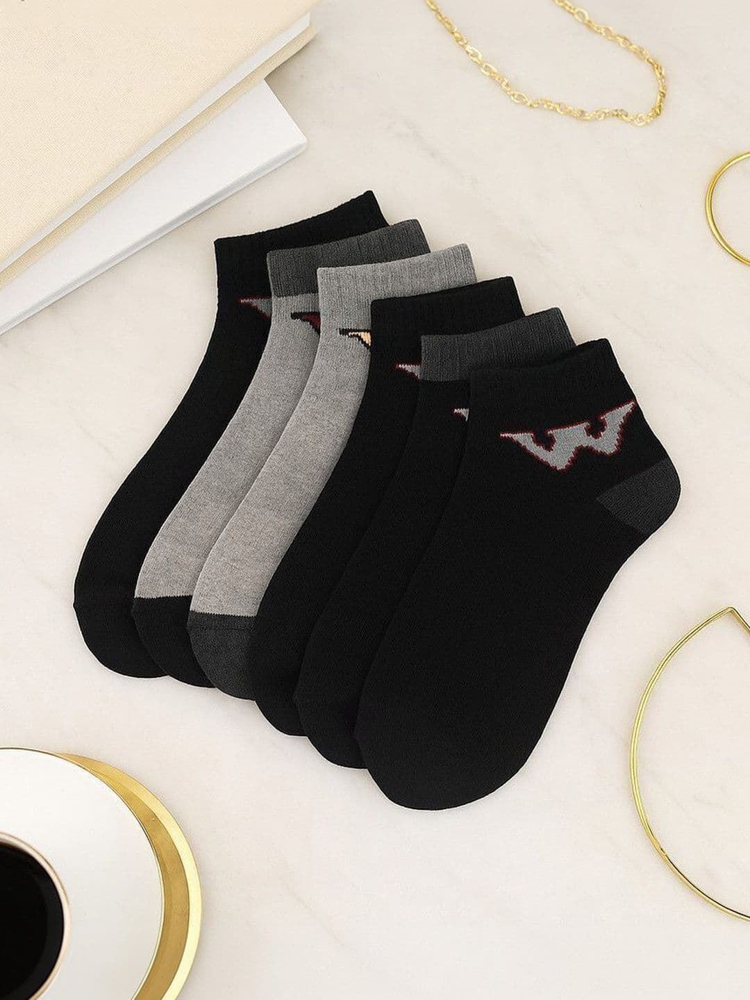 Blacktank Men Pack of 6 Cotton Patterned Ankle Length Socks thumbnail 2
