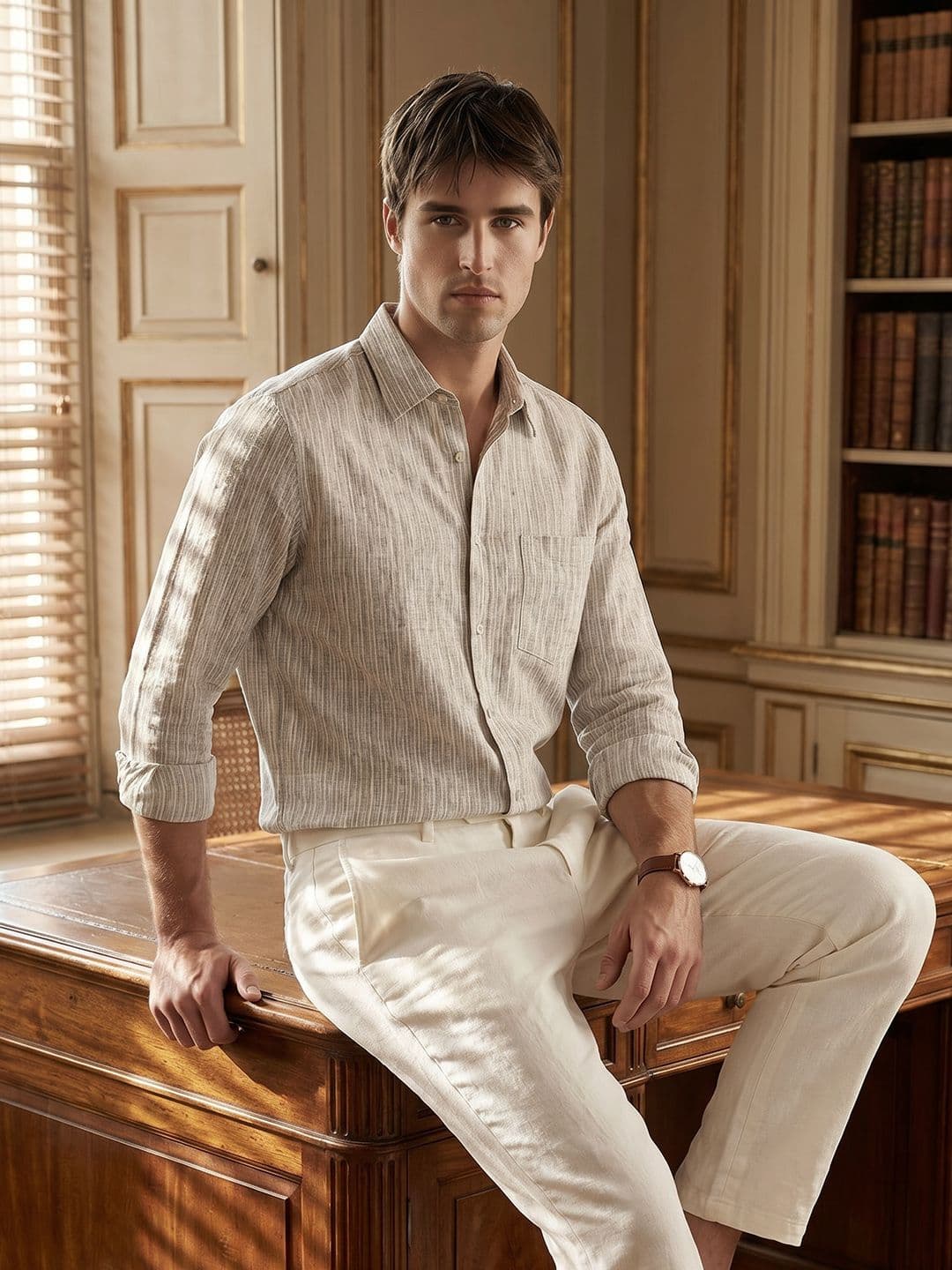 THE SHIRT CODE Vertical Striped Cotton Casual Shirt - view 1