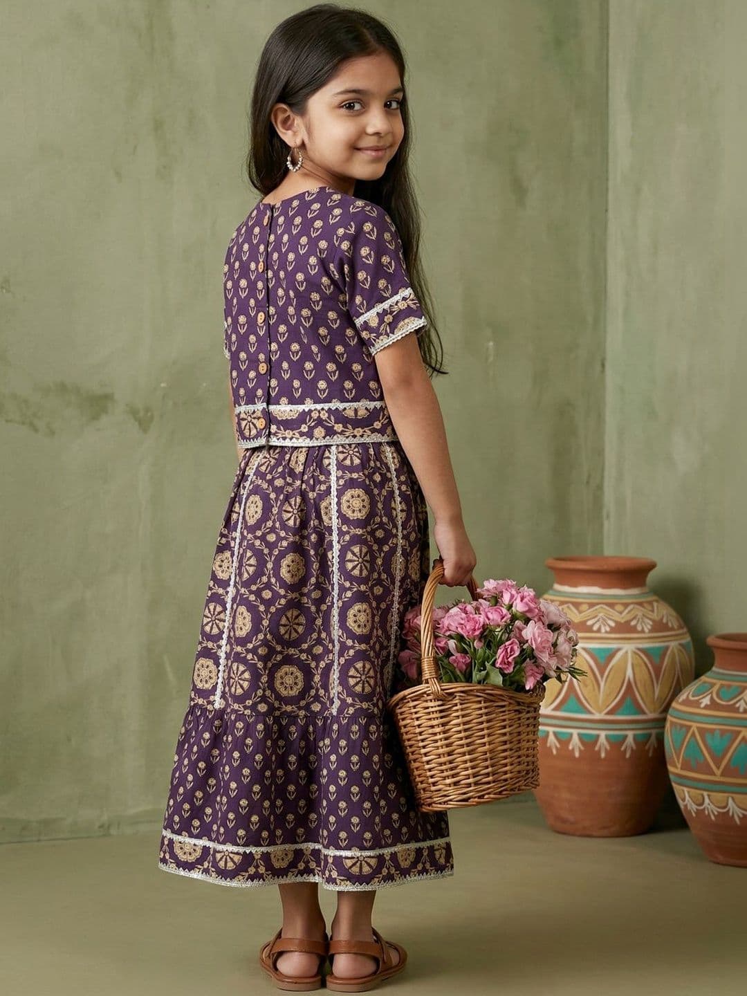Readiprint Girls Printed Kalamkari Ready to Wear Lehenga & thumbnail 2