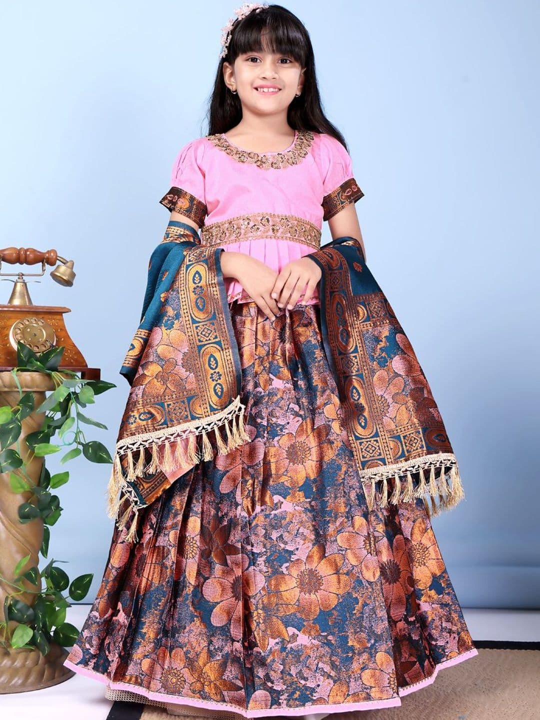 KALINI Girls Embellished Sequinned Ready to Wear Lehenga & Blouse With Dupatta - view 1