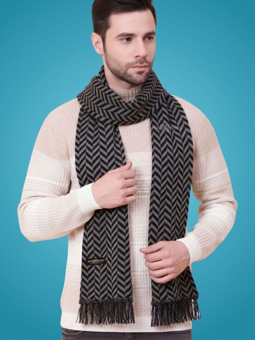 Pick Ur Needs Men Patterned Merino Wool Mufflers thumbnail 4