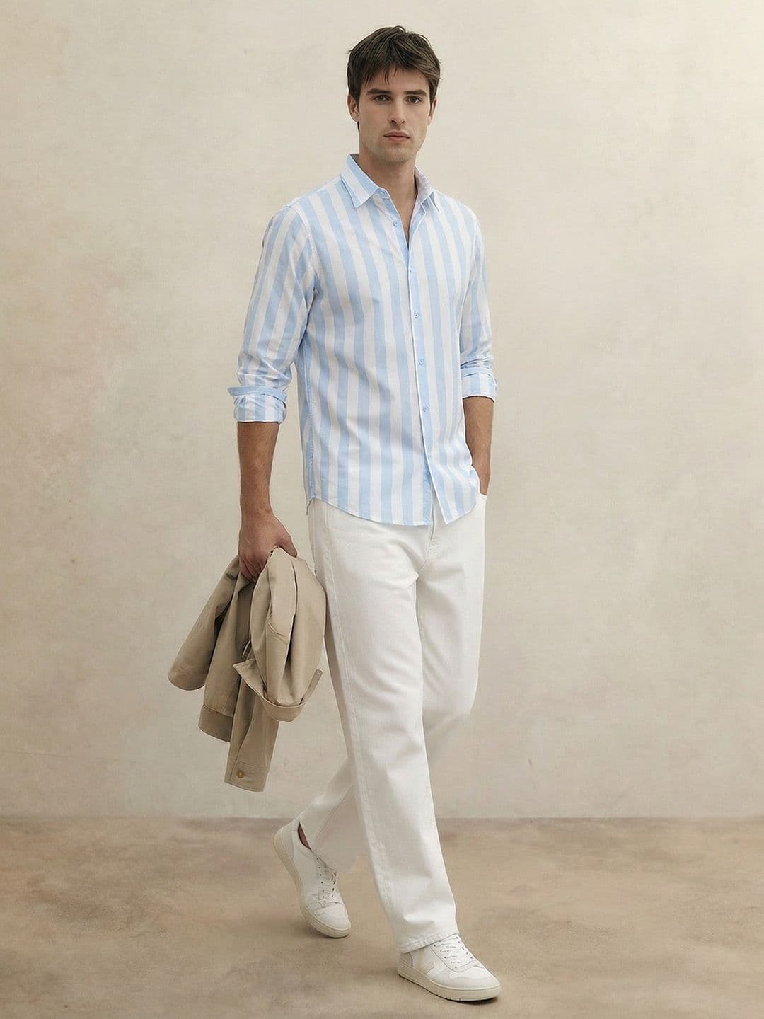 THE SHIRT CODE Premium Vertical Striped Pure Cotton Casual Shirt thumbnail 4