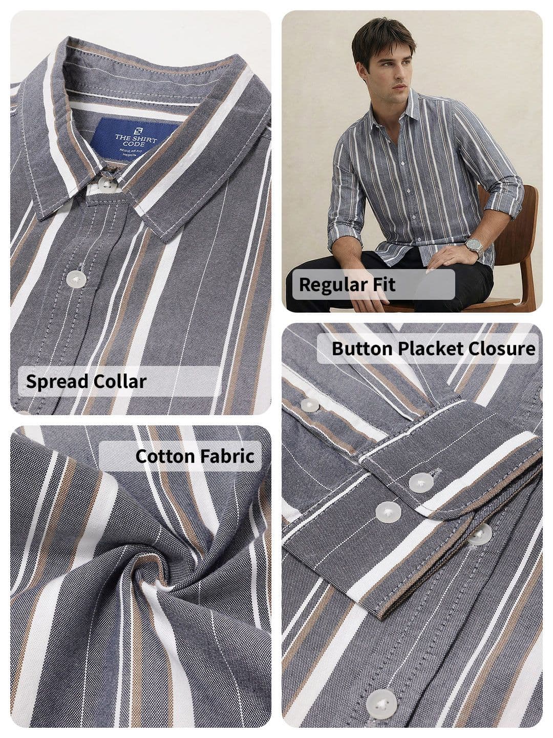 THE SHIRT CODE Striped Casual Shirt thumbnail 4