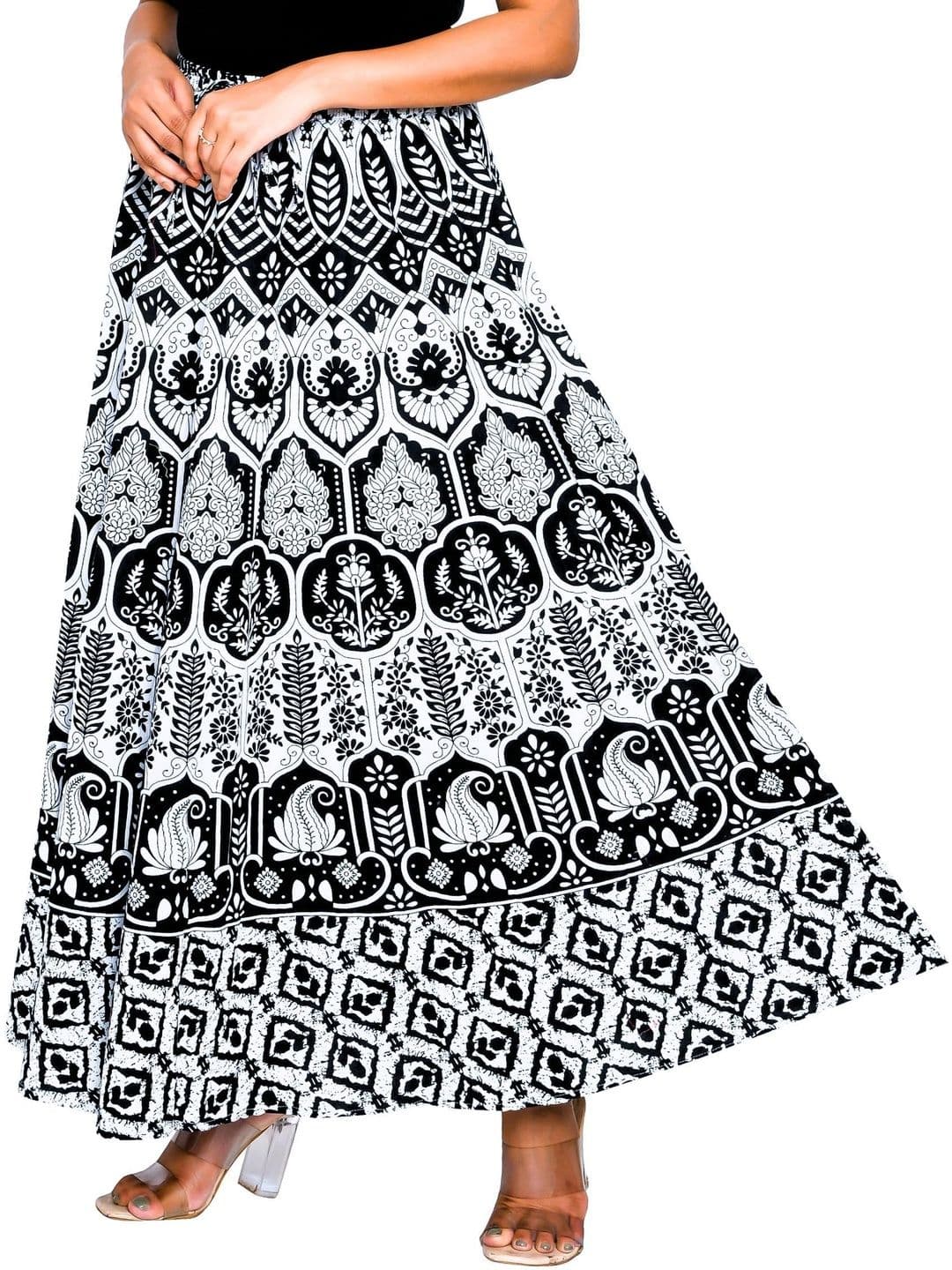 SAMJHI Women Pure Cotton Floral Maxi Flared Skirt thumbnail 4