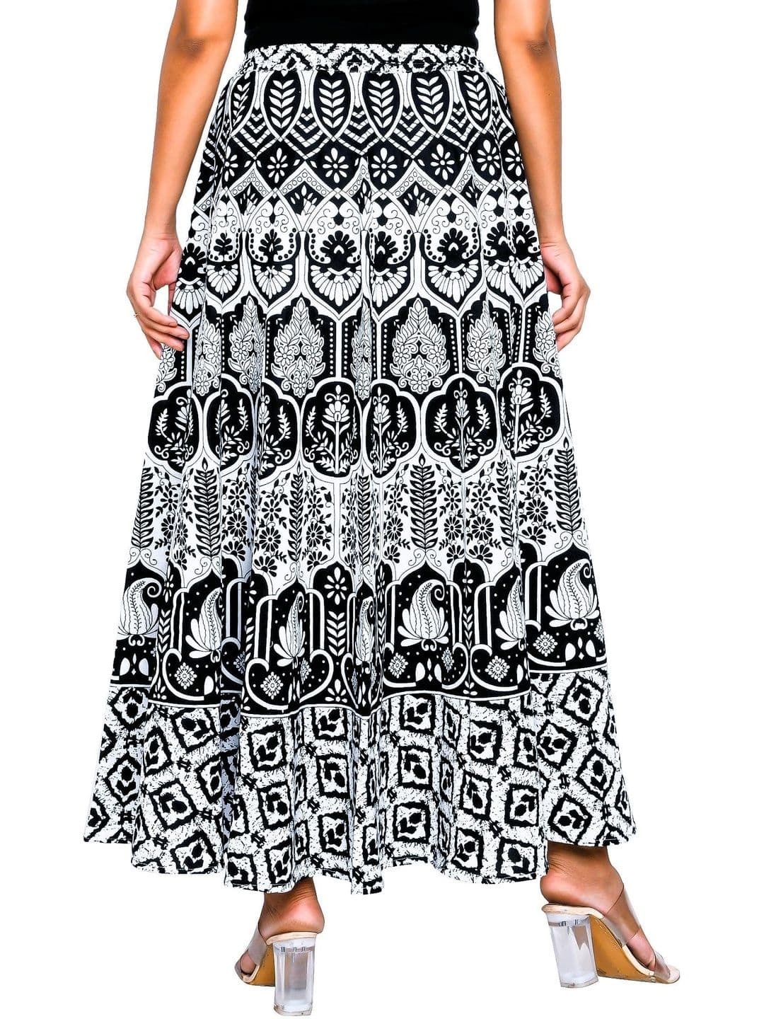 SAMJHI Women Pure Cotton Floral Maxi Flared Skirt thumbnail 5