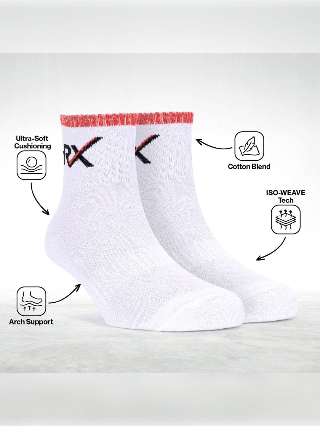 HRX by Hrithik Roshan Men Pack of 3 Cotton Blend Patterned Ankle Length Socks thumbnail 2