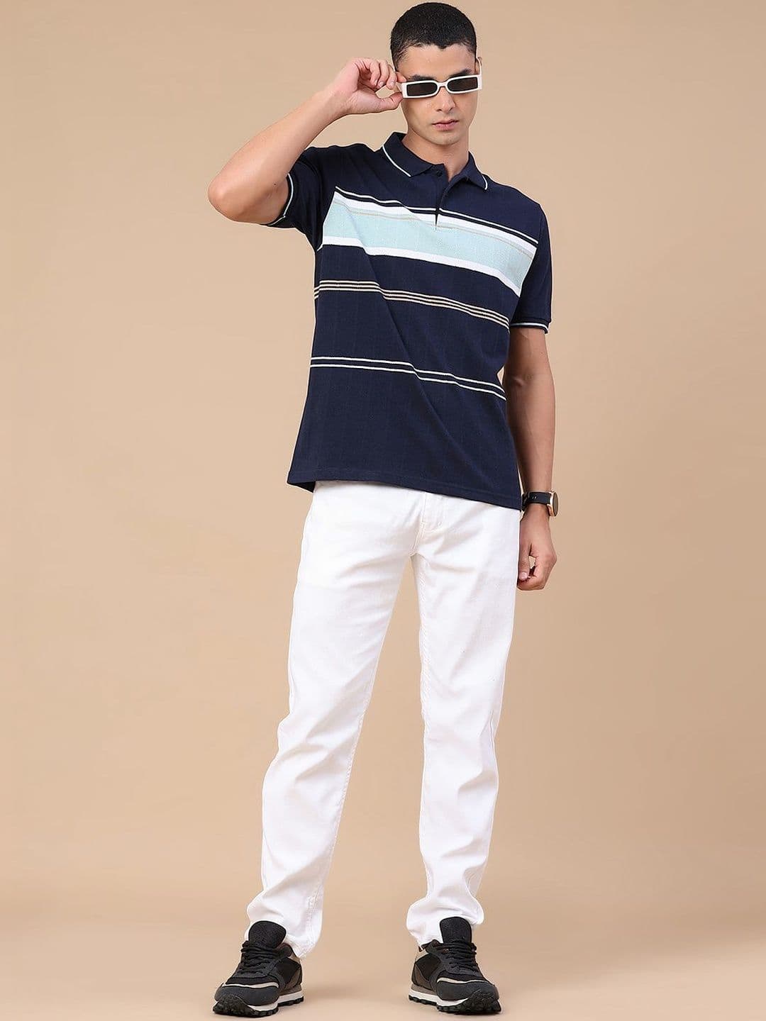V-Mart Men Striped Polo Collar T-shirt thumbnail 5
