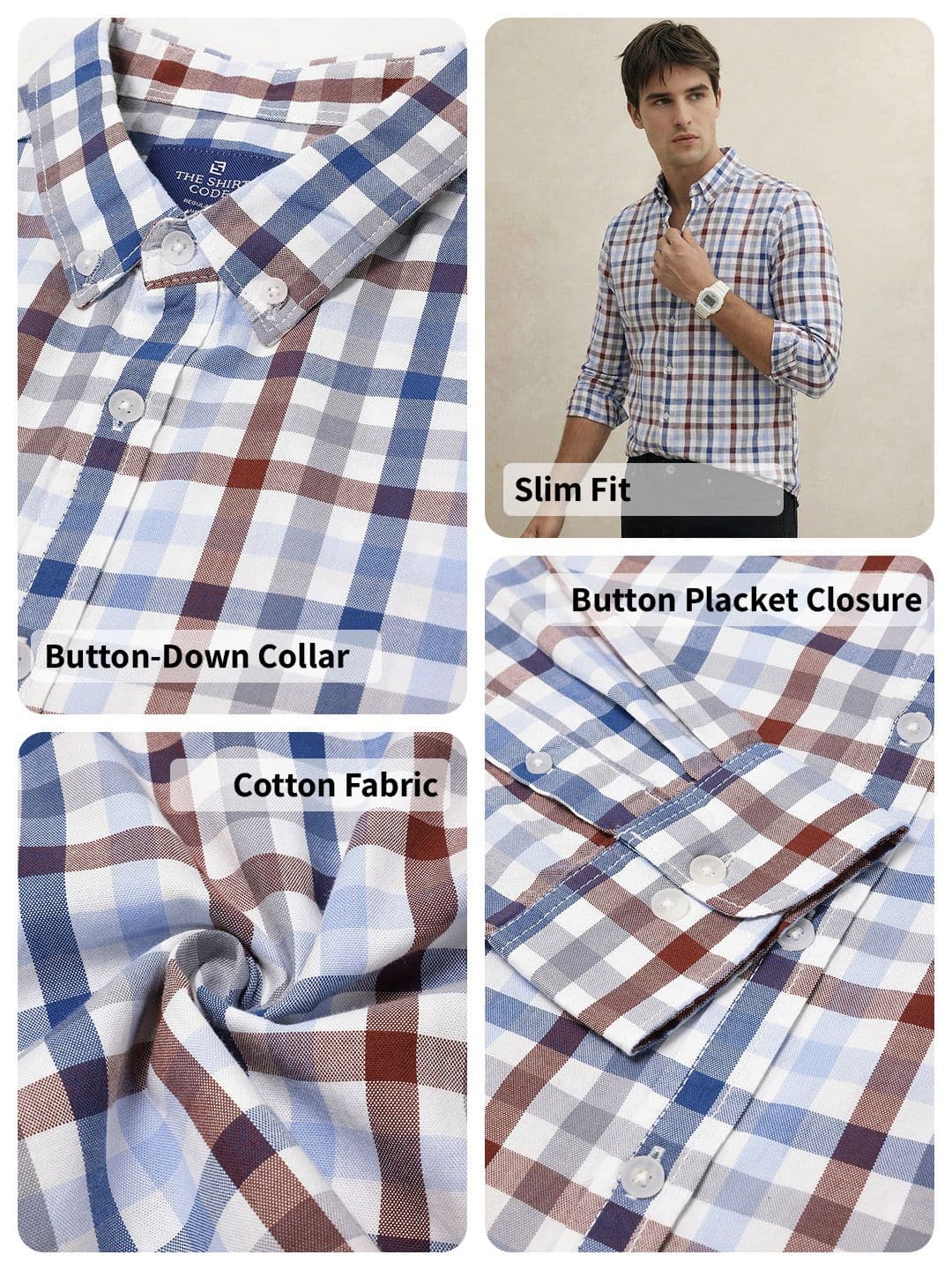 THE SHIRT CODE Checked Casual Cotton Shirt thumbnail 4