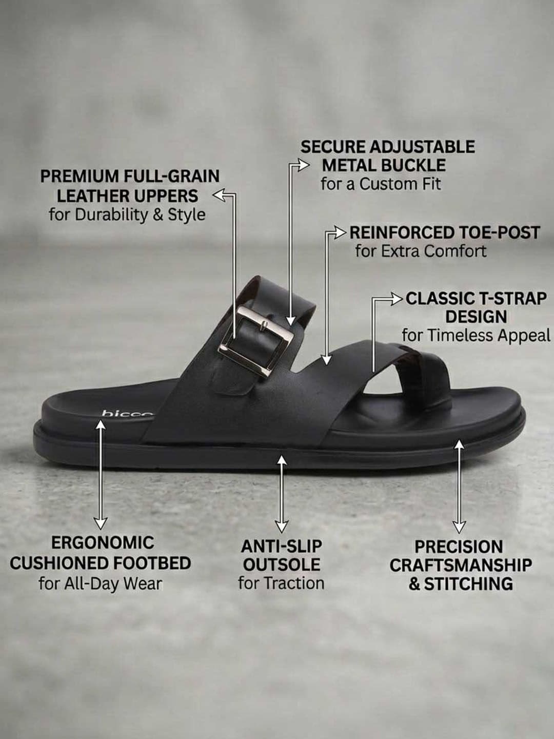 HERE&NOW Men Leather Comfort Sandals thumbnail 5