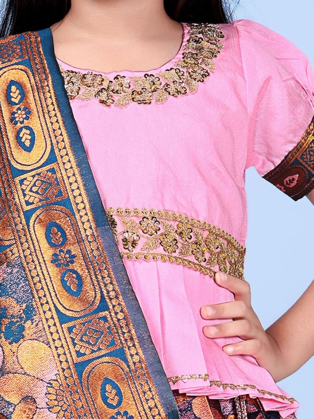 KALINI Girls Embellished Sequinned Ready to Wear Lehenga & Blouse With Dupatta thumbnail 5